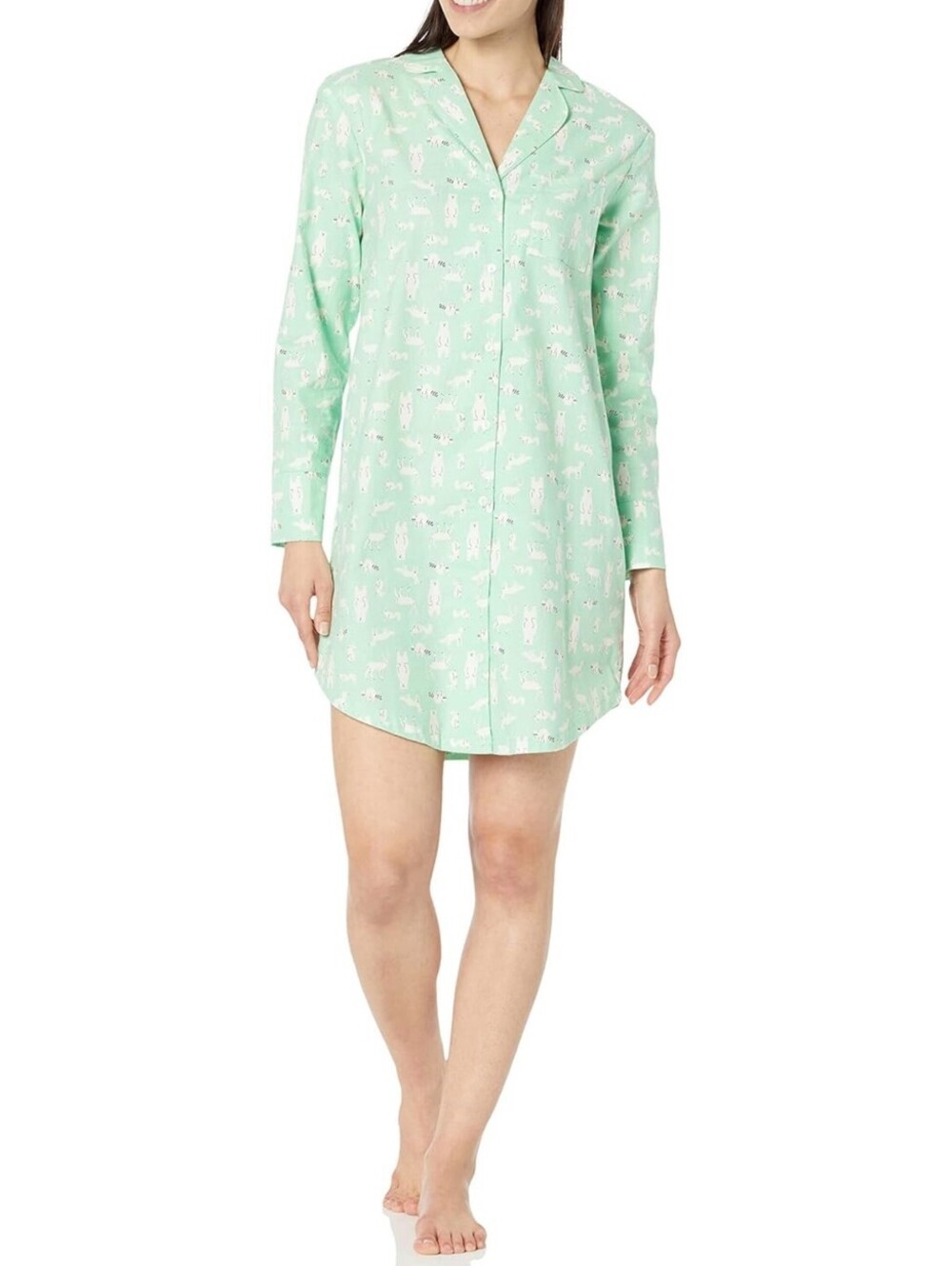 Amazon Essentials Women's Flannel Notch Collar Nightgown 4XL 4X Forest Animals